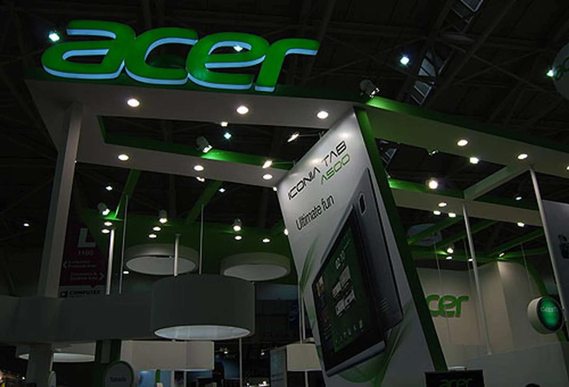 Like all big CE firms, tablets headline the Acer booth, as seen from this large Iconia Tab A500 banner.