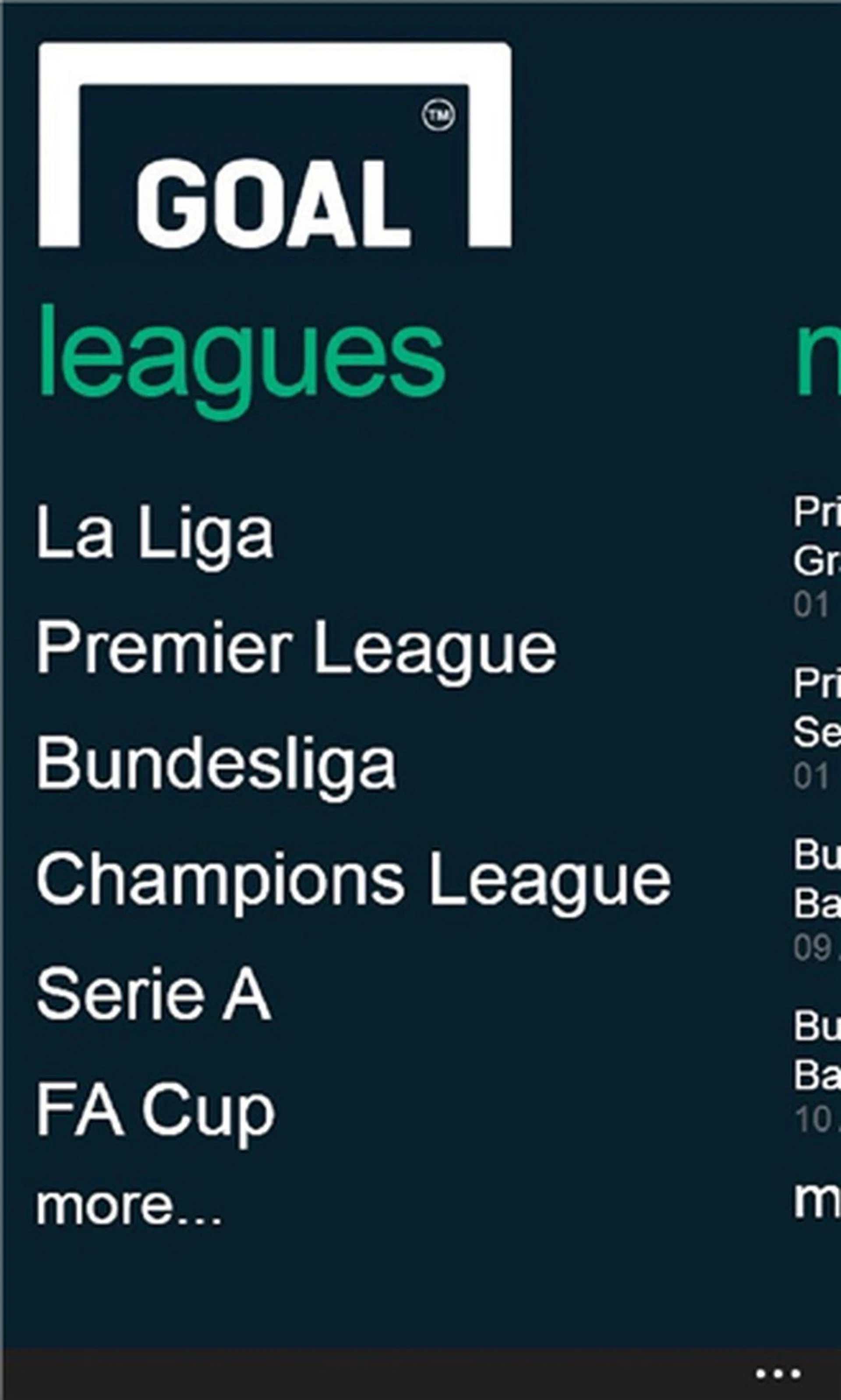 On top of this, you can add your favorite team(s) (eg. Liverpool FC) and competition(s) (eg. World Cup).