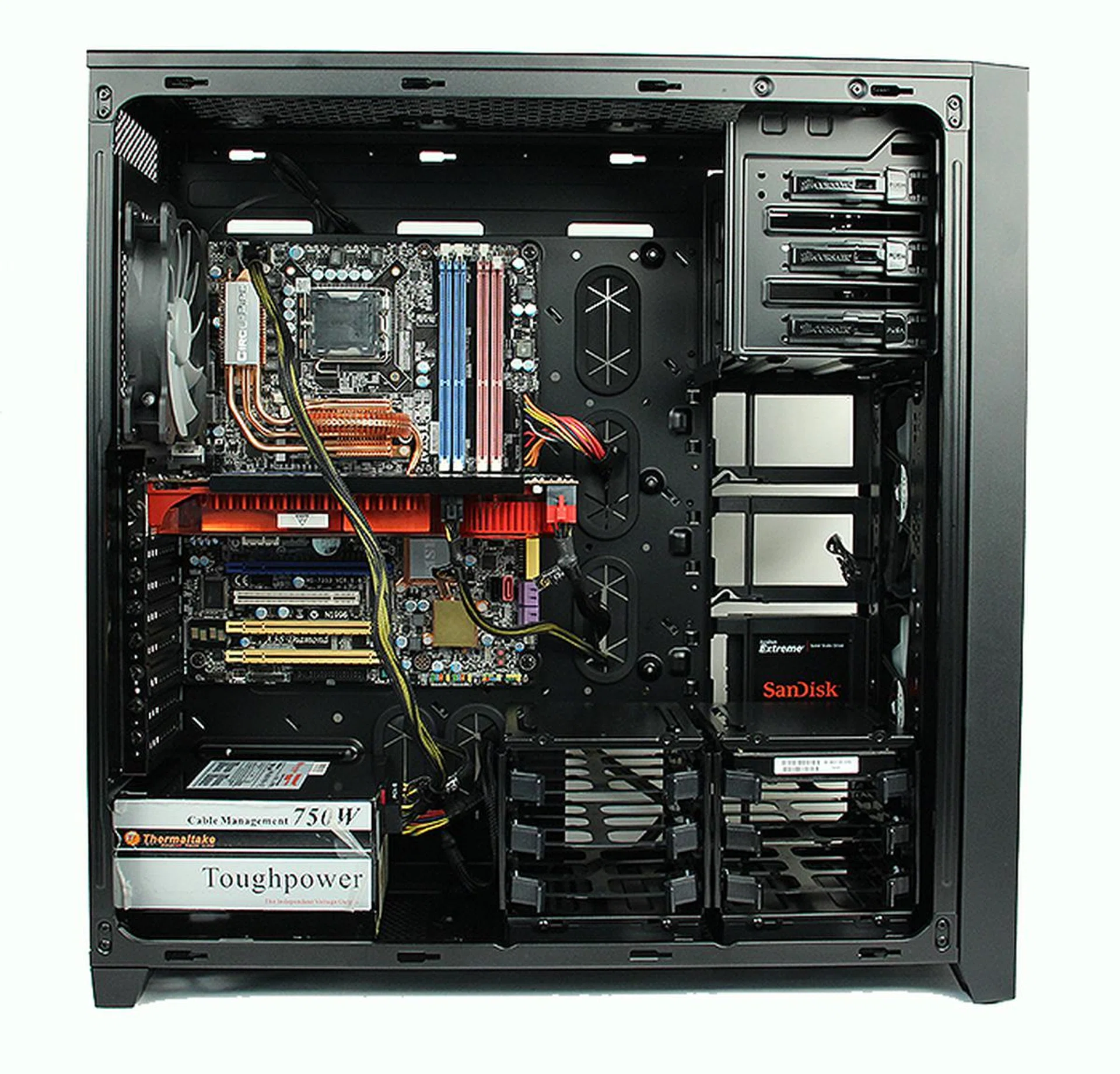 As you can see the casing is pretty spacious. The only space constraint we found was with the PSU. If you have a larger PSU, you would need to stack the HDD cages.