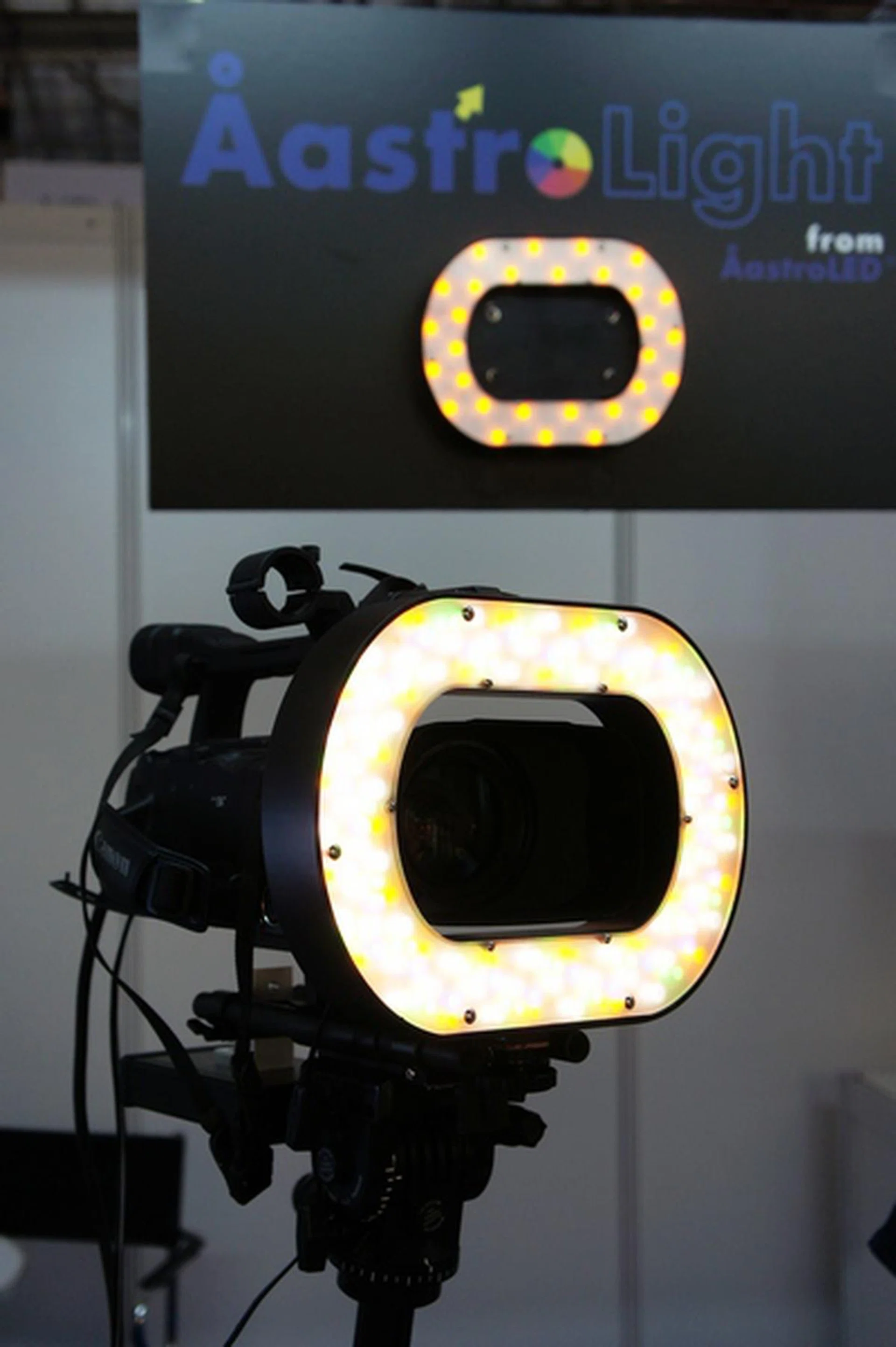 This is an AastroLight ring from AastroLED, a full-spectrum LED ring-light which promises shadow-free illumination and "exquisite skin tones".