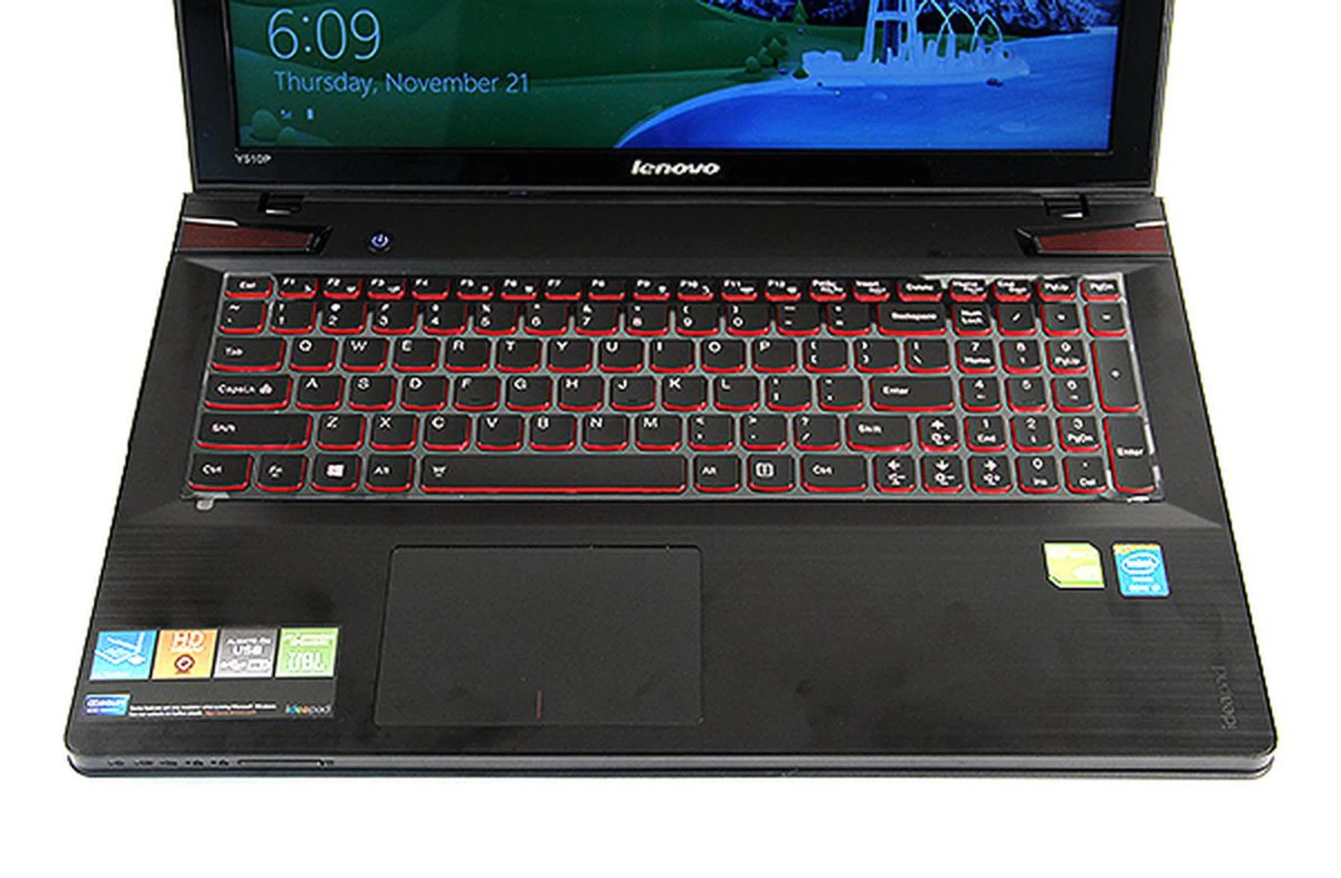 The IdeaPad Y510p is solidly built, but we have some complaints about the keyboard and trackpad. The "Enter" and right "Shift" key ought to be bigger and the clickable trackpad, though large, is mushy to use.