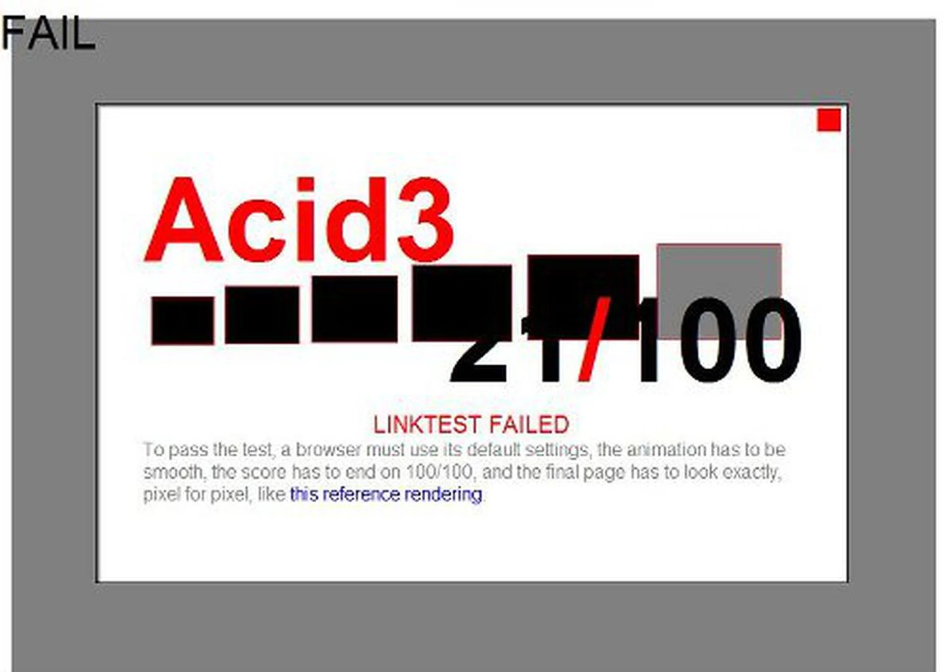 Well, it's a pretty dismal showing for the Acid 3 test for IE8, as its competitors score around 70 and above on our own tests.