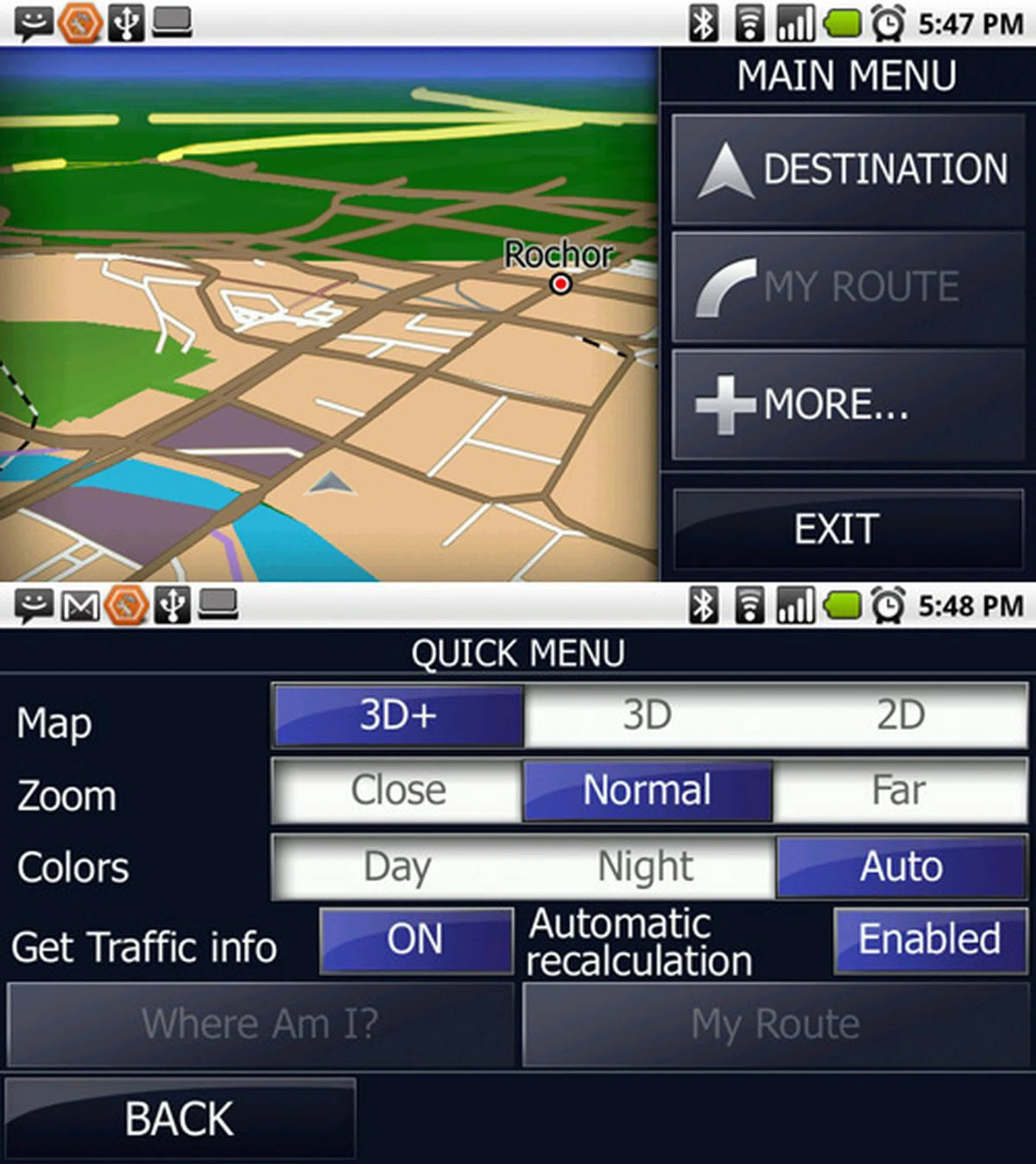 Choose between 2D, 3D or 3D+ maps from the Motonav, though we stayed with the 2D map to have better map rendering speeds.