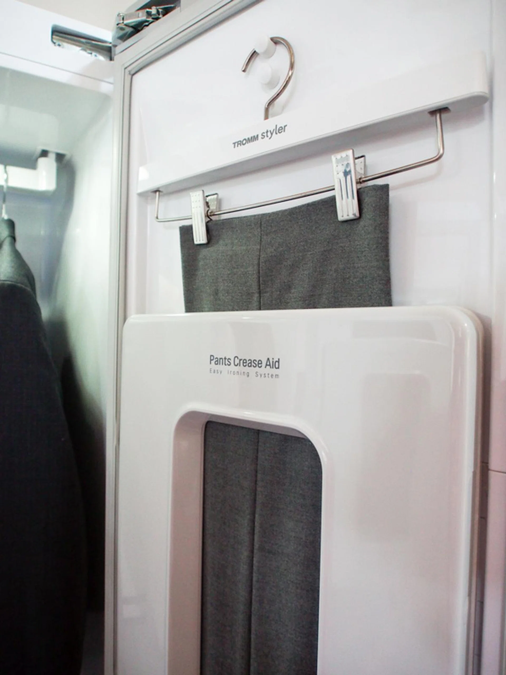 Style here for wrinkle-free pants.