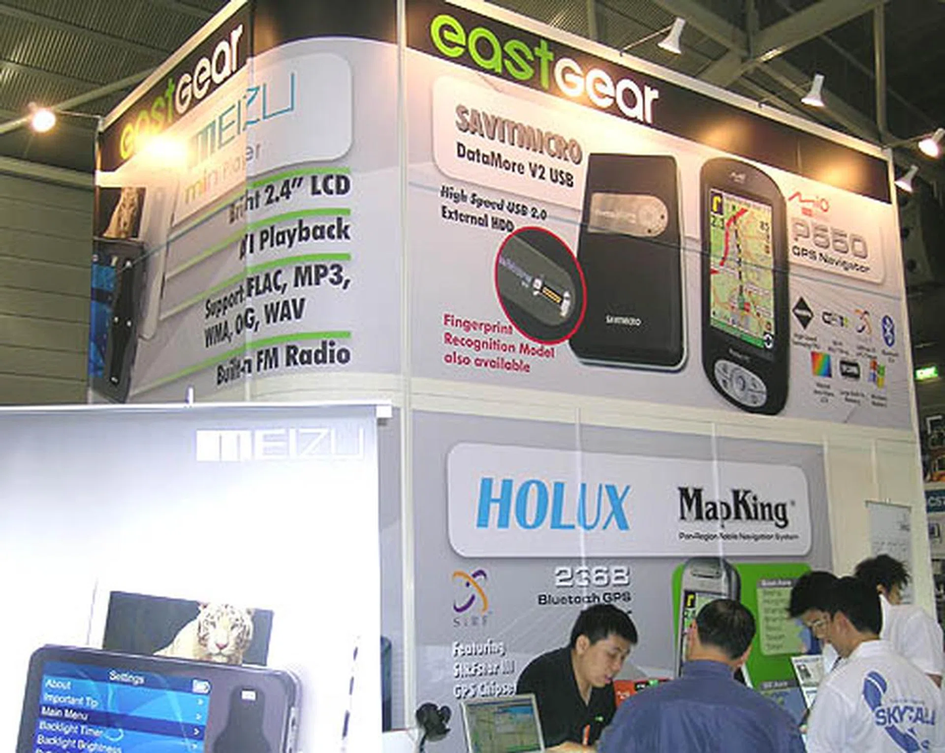 The Eastgear booth at 4C50 has a variety of gadgets ranging from popular MP3 players to portable hard drives and flash memory products.