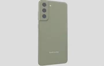 The Samsung Galaxy S21 FE (green). <br>Screenshot taken from Evan Bass's 3D modelling.