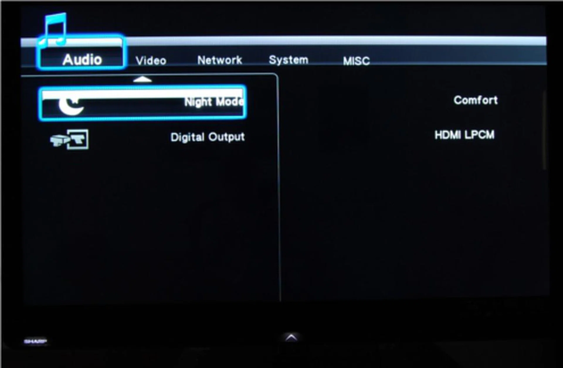 The options offered in the audio submenu. Yes we know it is quite underwhelming.