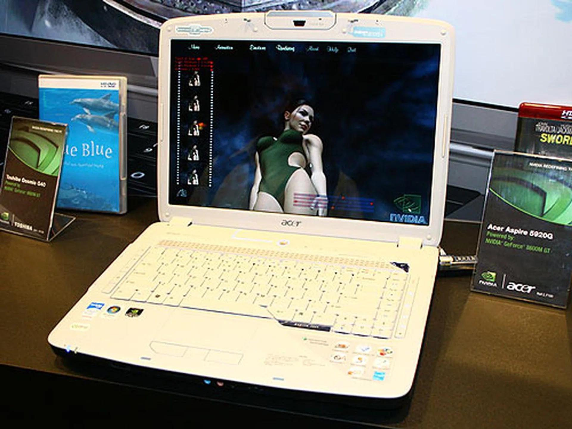  The Acer Asprire 5920G (Gemstone series) uses NVIDIA's GeForce 8600M GT (the most powerful mainstream mobile GPU on NVIDIA's turf).  