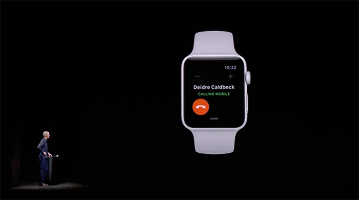With cellular connectivity, you can make and take calls on your Apple Watch Series 3.