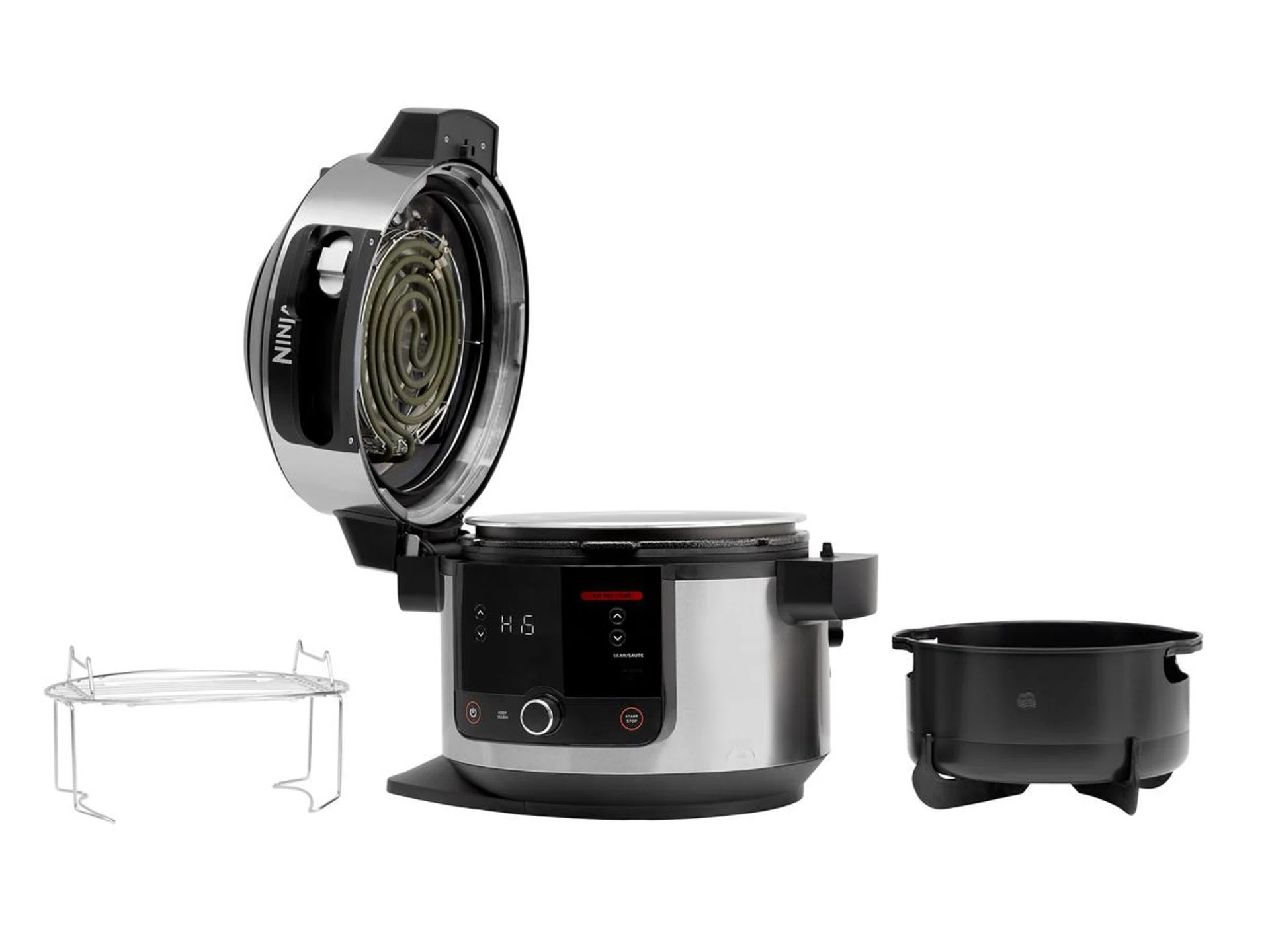 The multi-cooker also comes with a crisper basket and a steaming rack. Image: SharkNinja