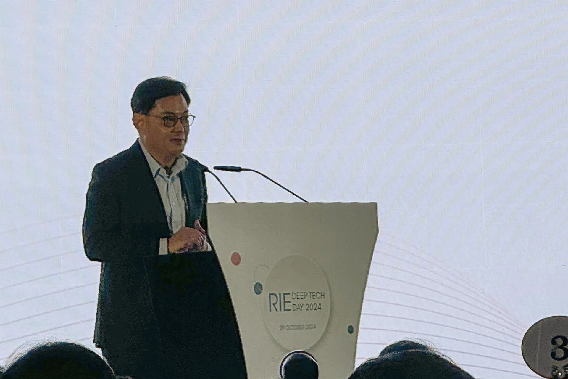 Deputy Prime Minister and Chairman of the National Research Foundation (NRF), Heng Swee Keat, speaking at the launch of National GRIP. Photo: HWZ. 