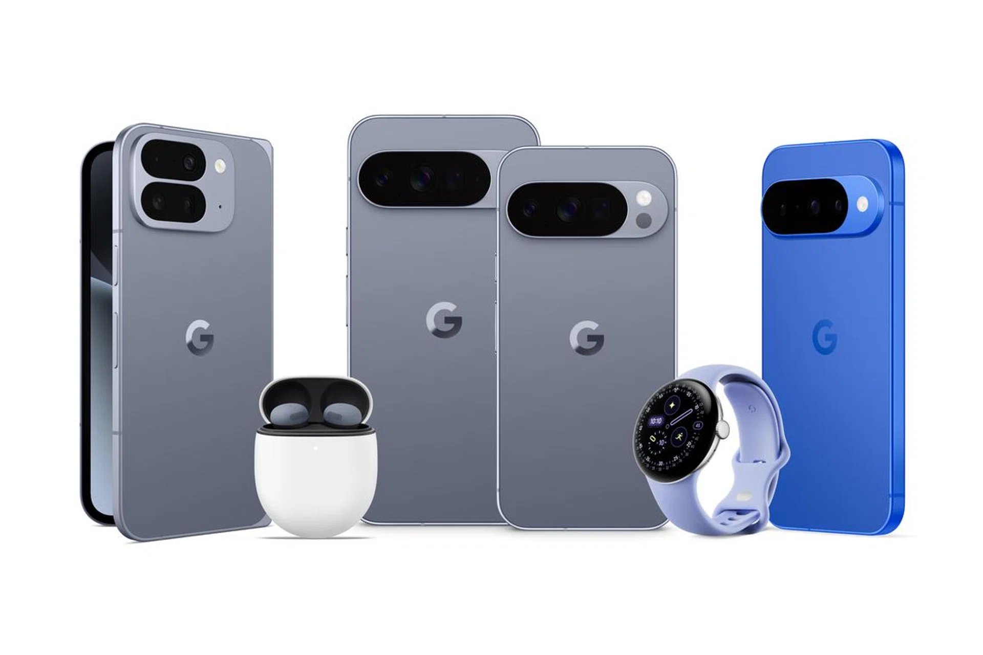 Google Pixel 10, Pixel 10 Pro, Pixel 10 Pro XL, Pixel Buds 2a, Pixel Watch 4.