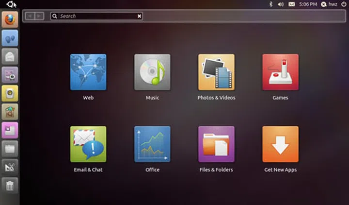 The Unity interface in Ubuntu Netbook edition 10.10. Click for larger image.