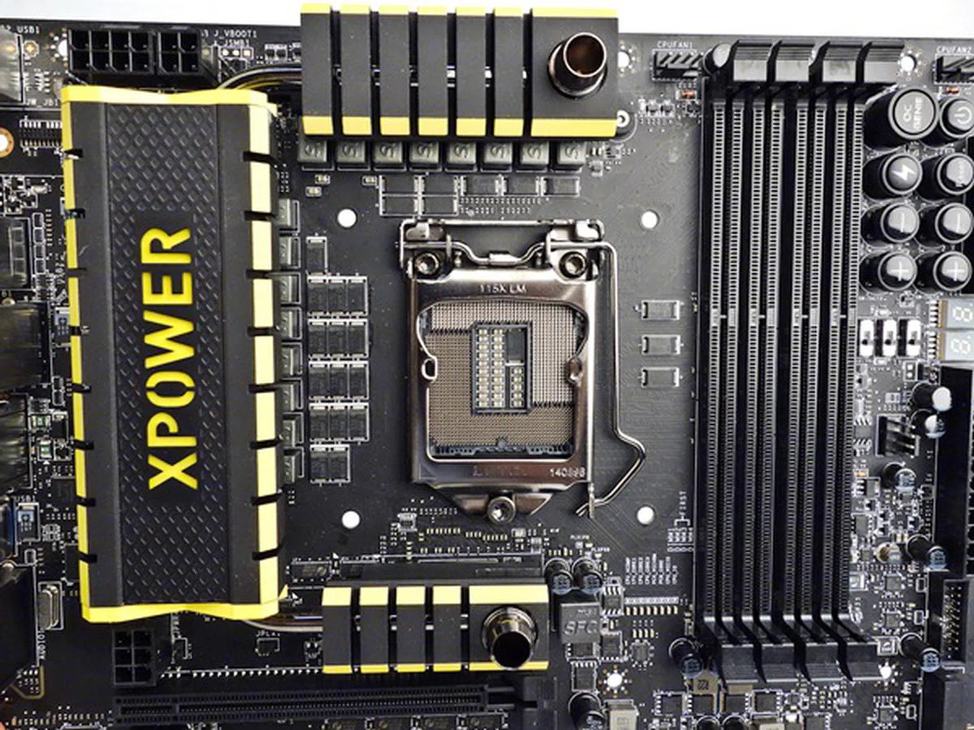 The clearance around the CPU socket is in stark contrast to the PCB area beyond the DIMM slots where it is crammed with a host of onboard features.