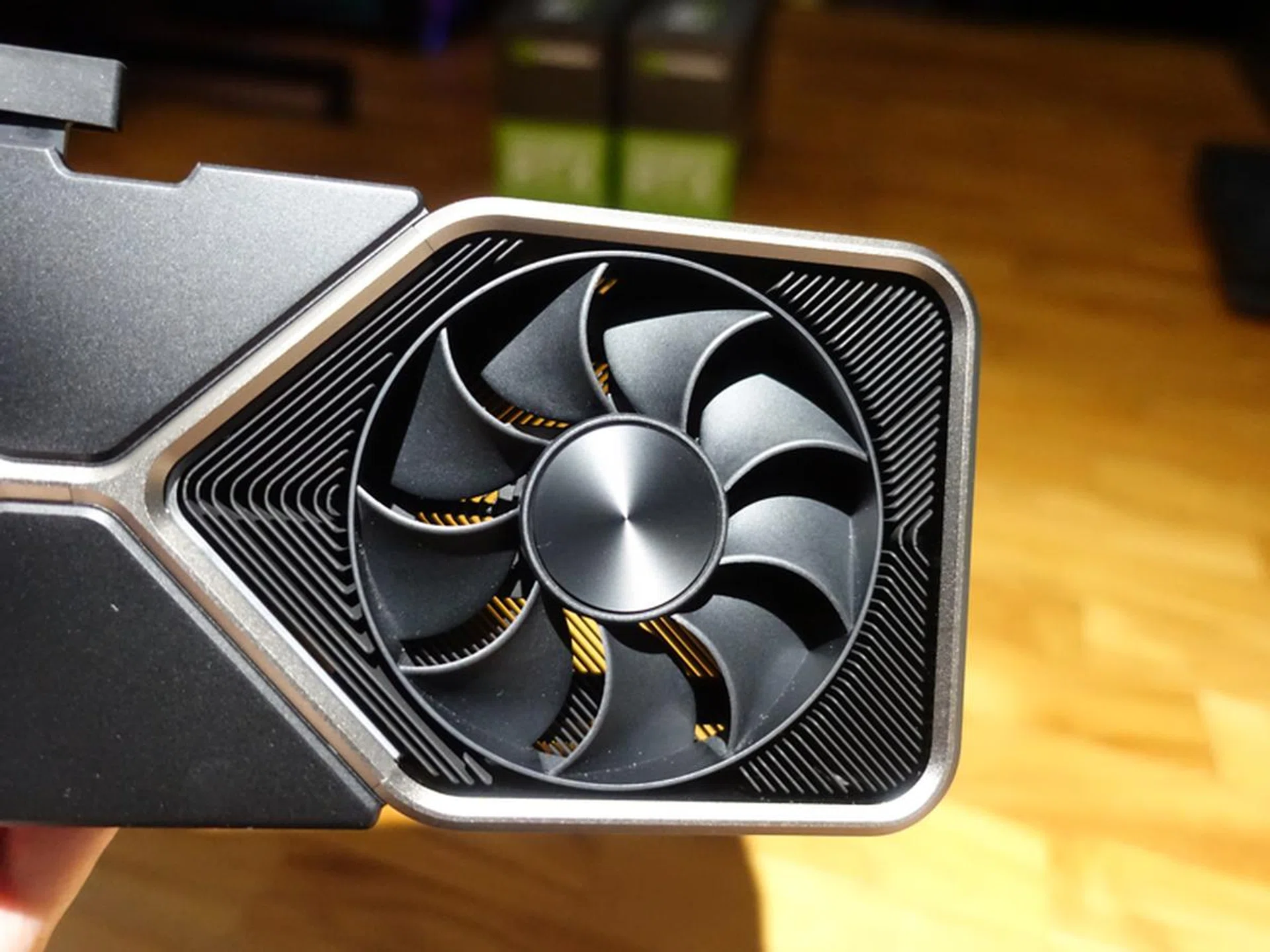 A close-up shot of the "flow through pull fan". You can literally see through it.
