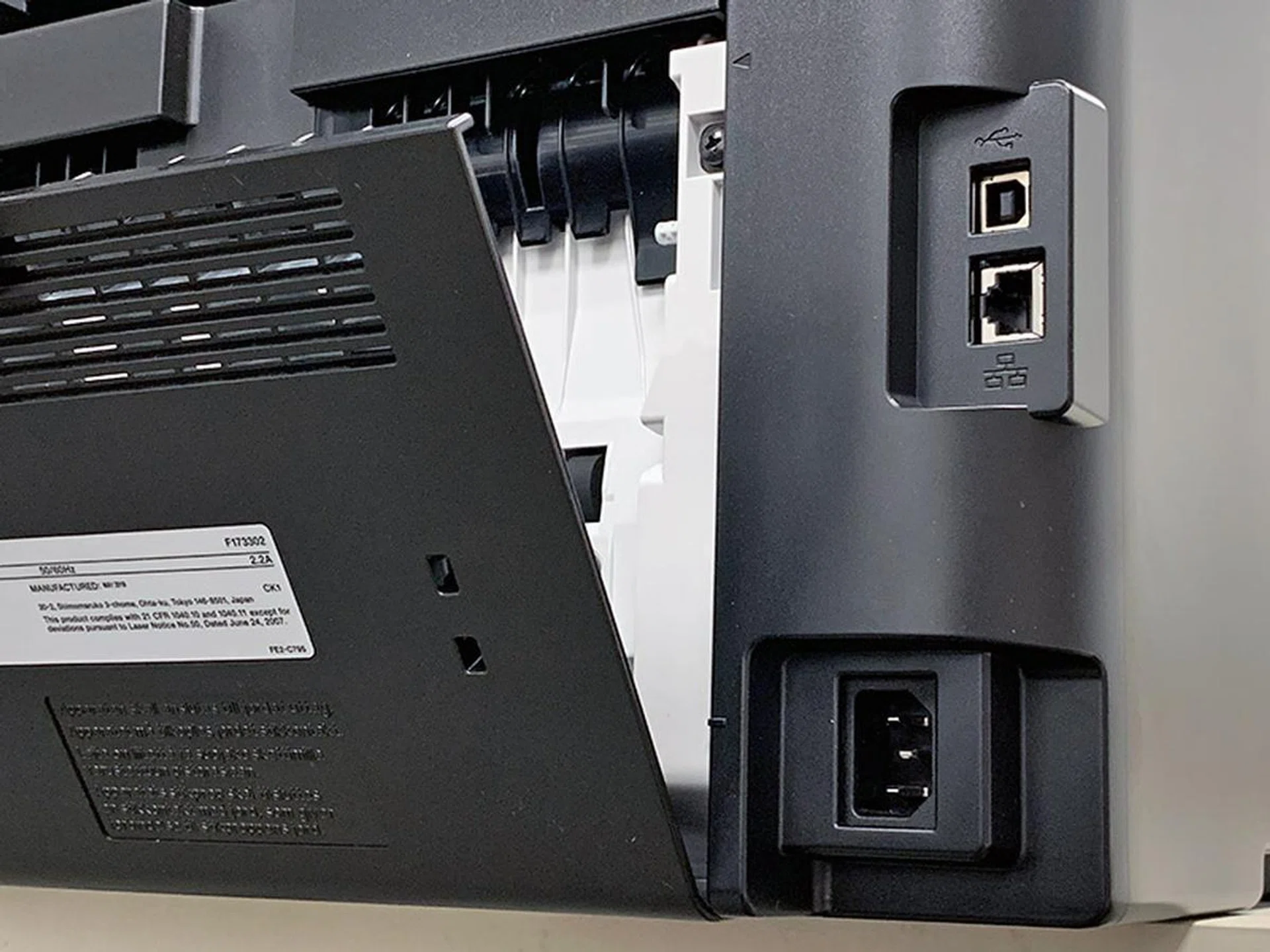 The printer supports USB 2.0 and 10/100 Base-T Ethernet, as well as 802.11b/g/n Wi-Fi.