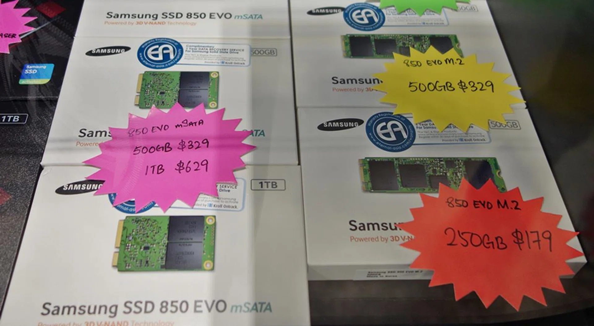 Looking for M.2 or mSATA drives? Launched in April this year, the Samsung EVO 850 SSDs comes in both M.2 and mSATA form factors. Both versions feature Samsung’s 32-layer 3D TLC V-NAND that allows for higher density memory. The 850 EVO mSATA drives comes in the following capacities: 120GB (S$129, UP: S$139), 250GB (S$179, UP: S$199), 500GB (S$329, UP: S$369) and 1TB (S$629. UP: S$679). As for the M.2 series, there's the 120GB version (S$129. UP: S$139), 250GB (S$179, UP: S$199), and 500 GB (S$329, UP: S$369).