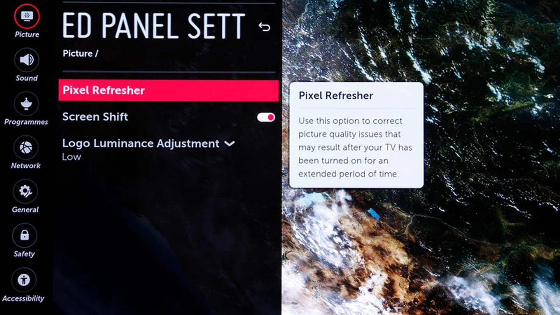 Image retention can be a problem with OLED TVs. If you notice "residues" from a prior image, the TV has a Pixel Refresher that can solve the problem quite effectively.