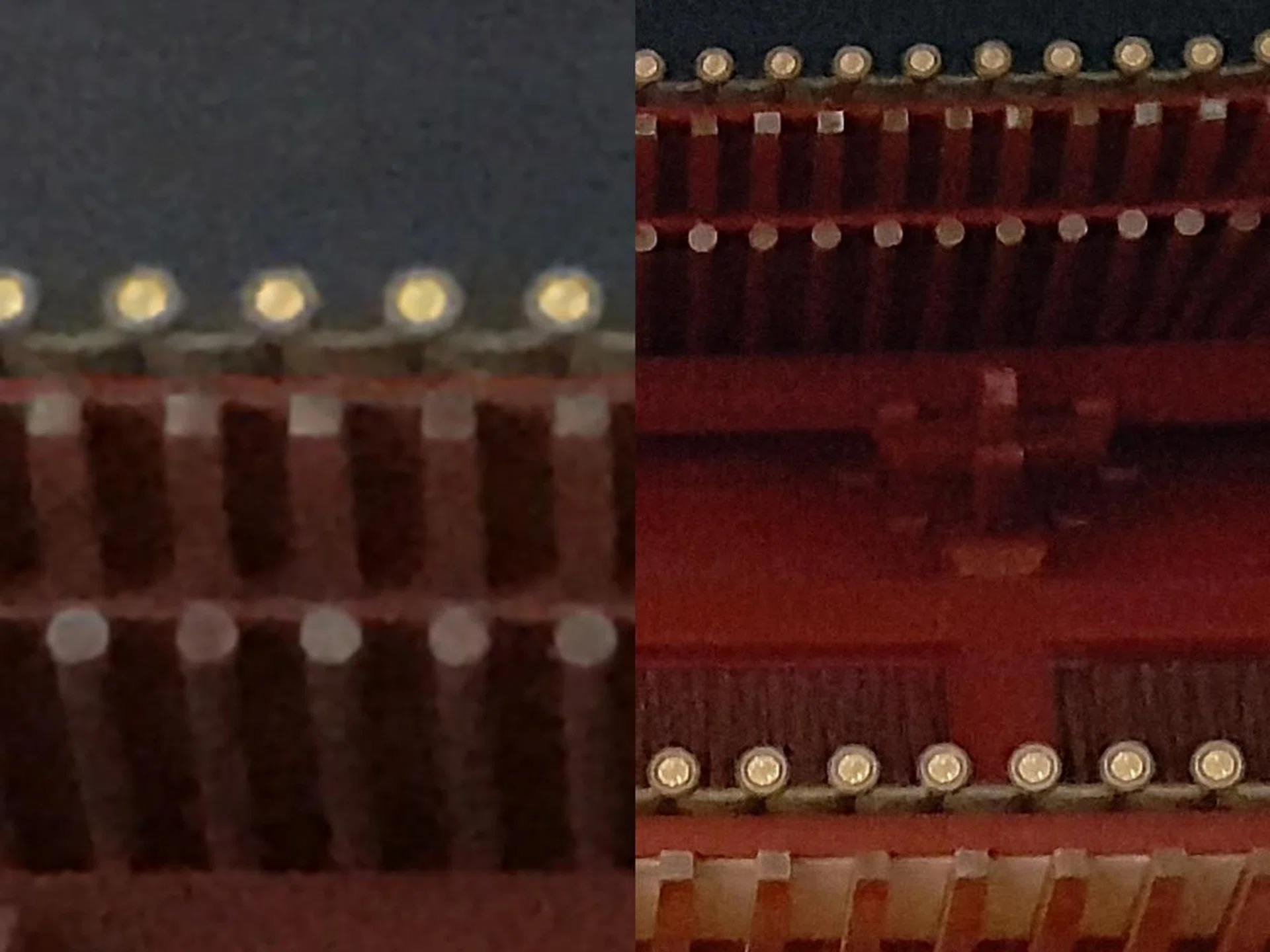 iPhone 7 Plus 28mm with 2x crop (left), Samsung Galaxy S7 (right).