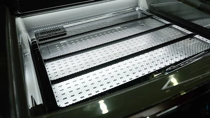 Here's a look at the mesh rack for drying delicate clothing.