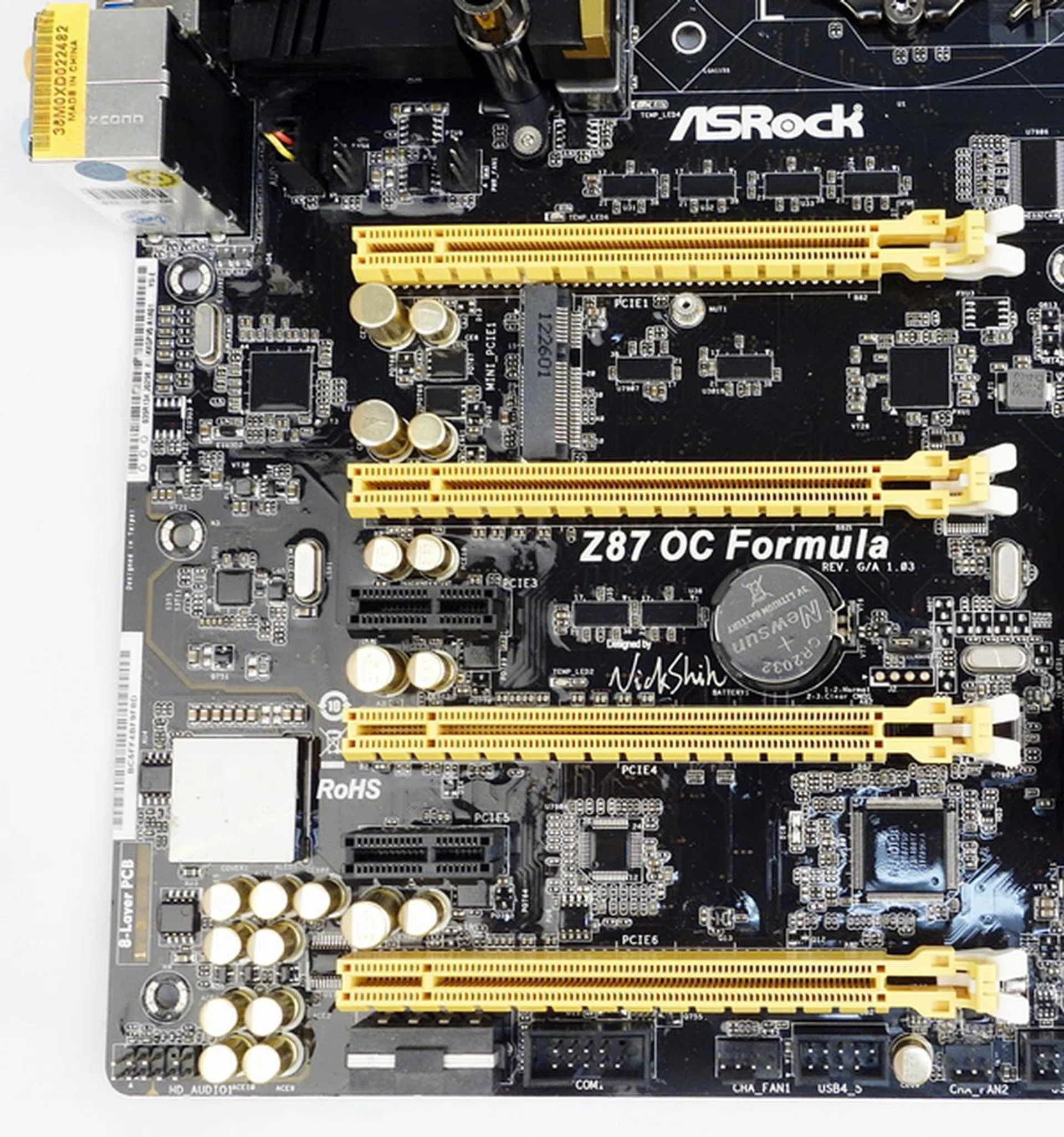There are a total of four length PCIe expansion slots that allows the board to support up to four graphics cards.