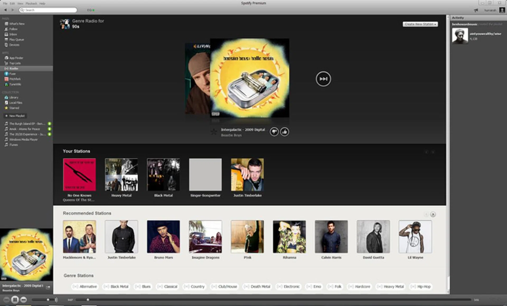 The Radio feature for Spotify comes with a wide range of default stations.