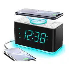 Alarm Clock Radio with 15W Wireless Charging