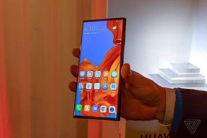 The Huawei Mate X when folded. <br> Image source: The Verge.