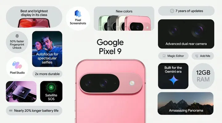 Google Pixel 9 summarised in a single slide. Image: Google.