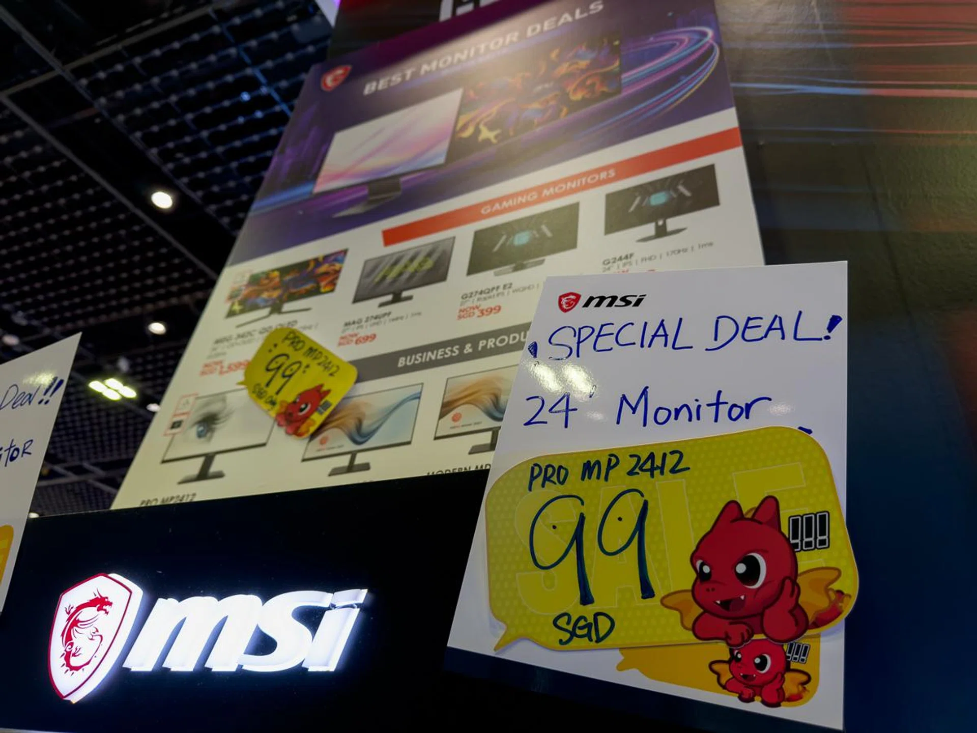 The MSI Pro MP2412 wasn't on display, unfortunately.