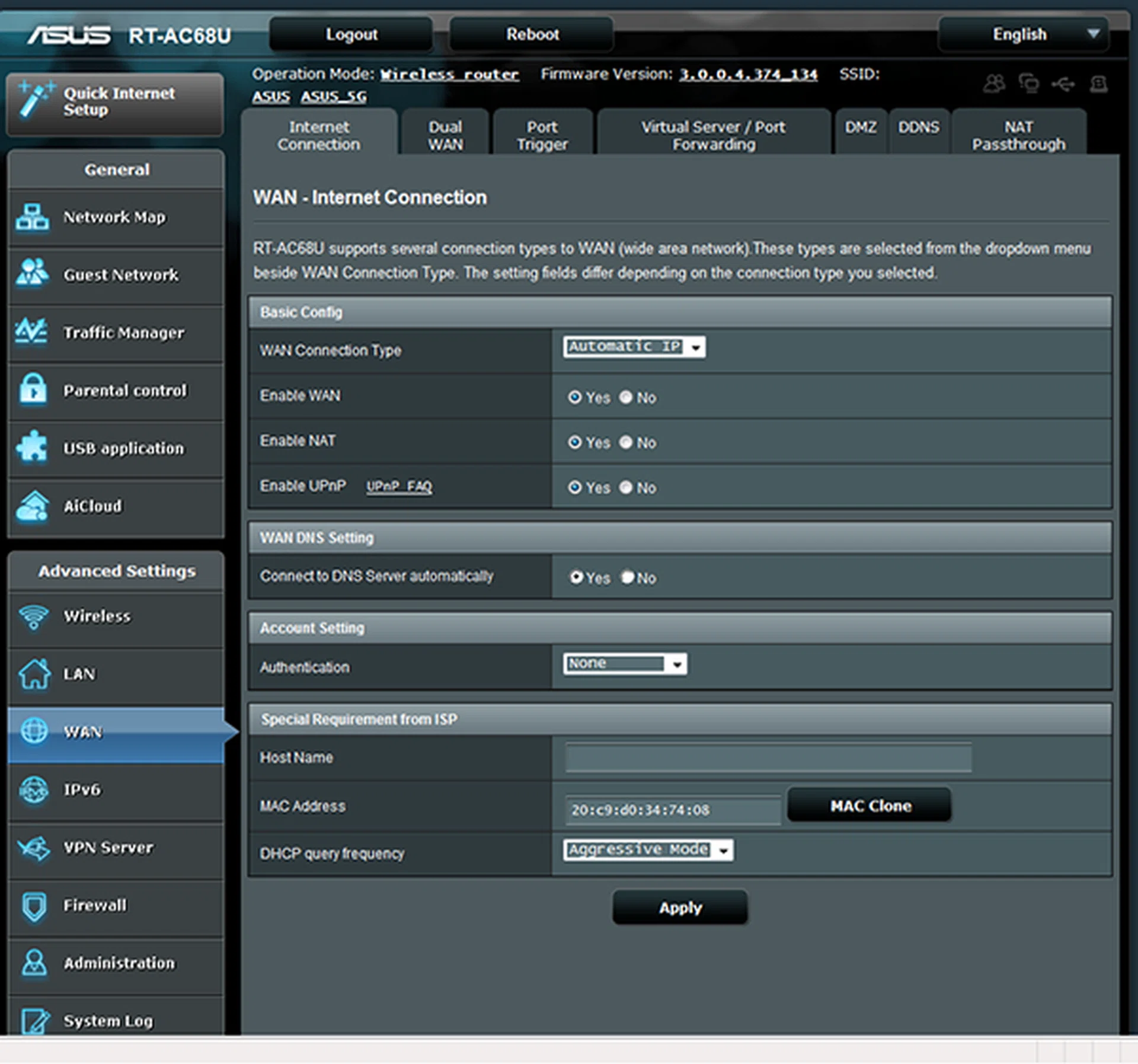 The ASUSWRT interface is one of the simplest and quickest to use.