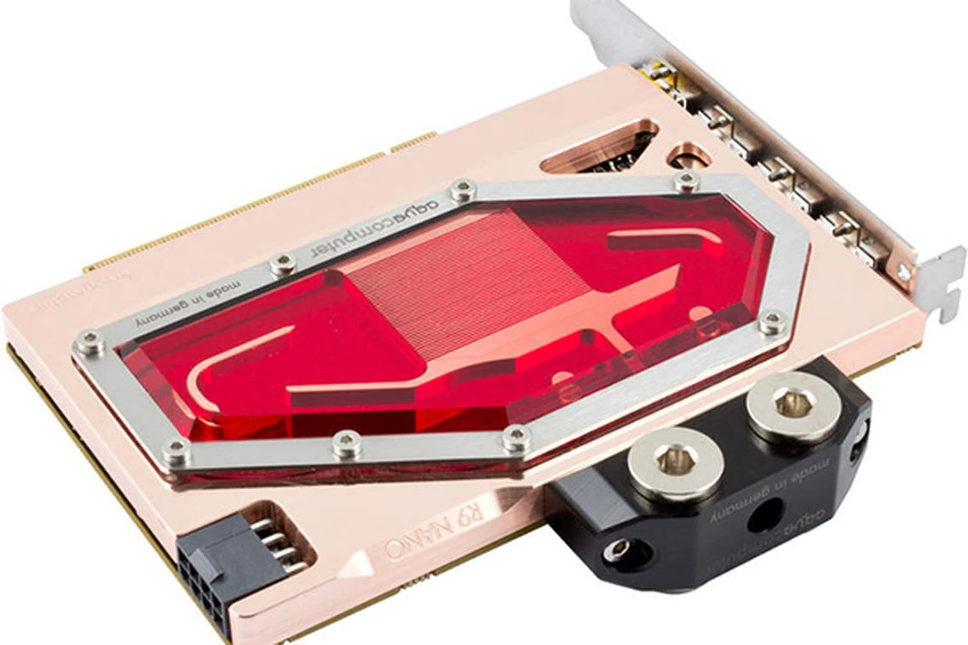 Two versions of the new water block will be available. Shown here is the Plexiglass version. (Image Source: Aqua Computers)
