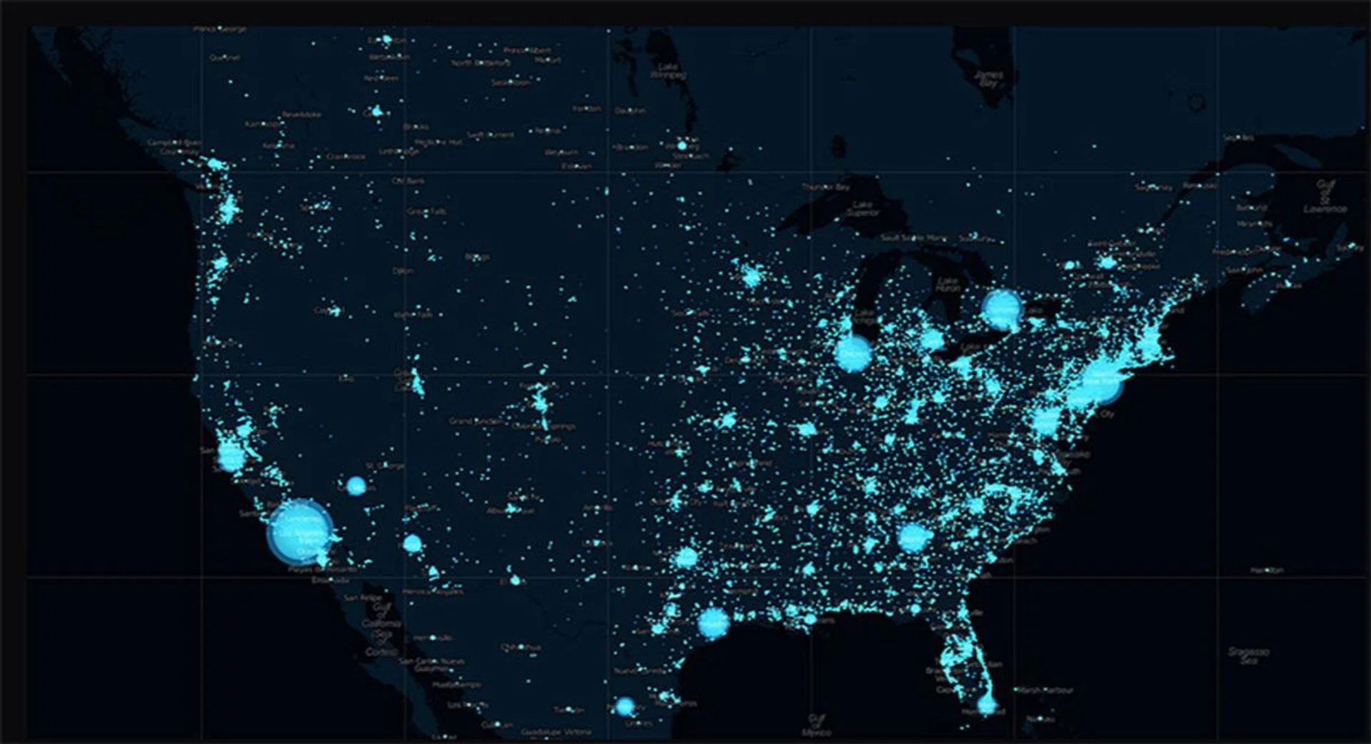 A visualization of tweet activity in the US by Twitter data scientists on New Year's Eve. (Image Source: Twitter)