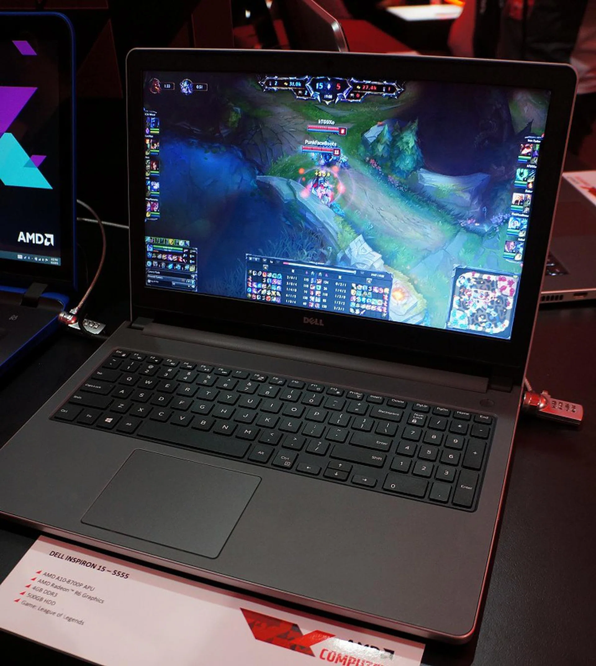 As we go down the list of notebooks, this Dell Inspiron 15-5555 notebook is one of the least decked out machines in terms of specs. It's fitted with an AMD A10-8700P APU, uses the integrated R6 graphics on the APU, has only 4GB of DDR3 memory and a 500GB HDD. The point is that even at these basic specs, playing a popular online game such as League of Legends is smooth and it looks good. That's what counts even if it's a budget gaming notebook.