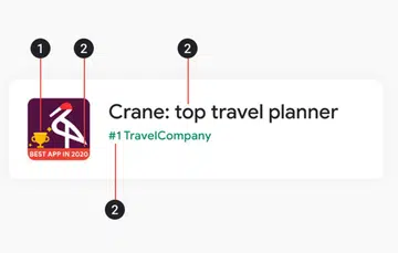 A negative demonstration of an app listing with problematic elements numbered. Source: Android Developers Blog.