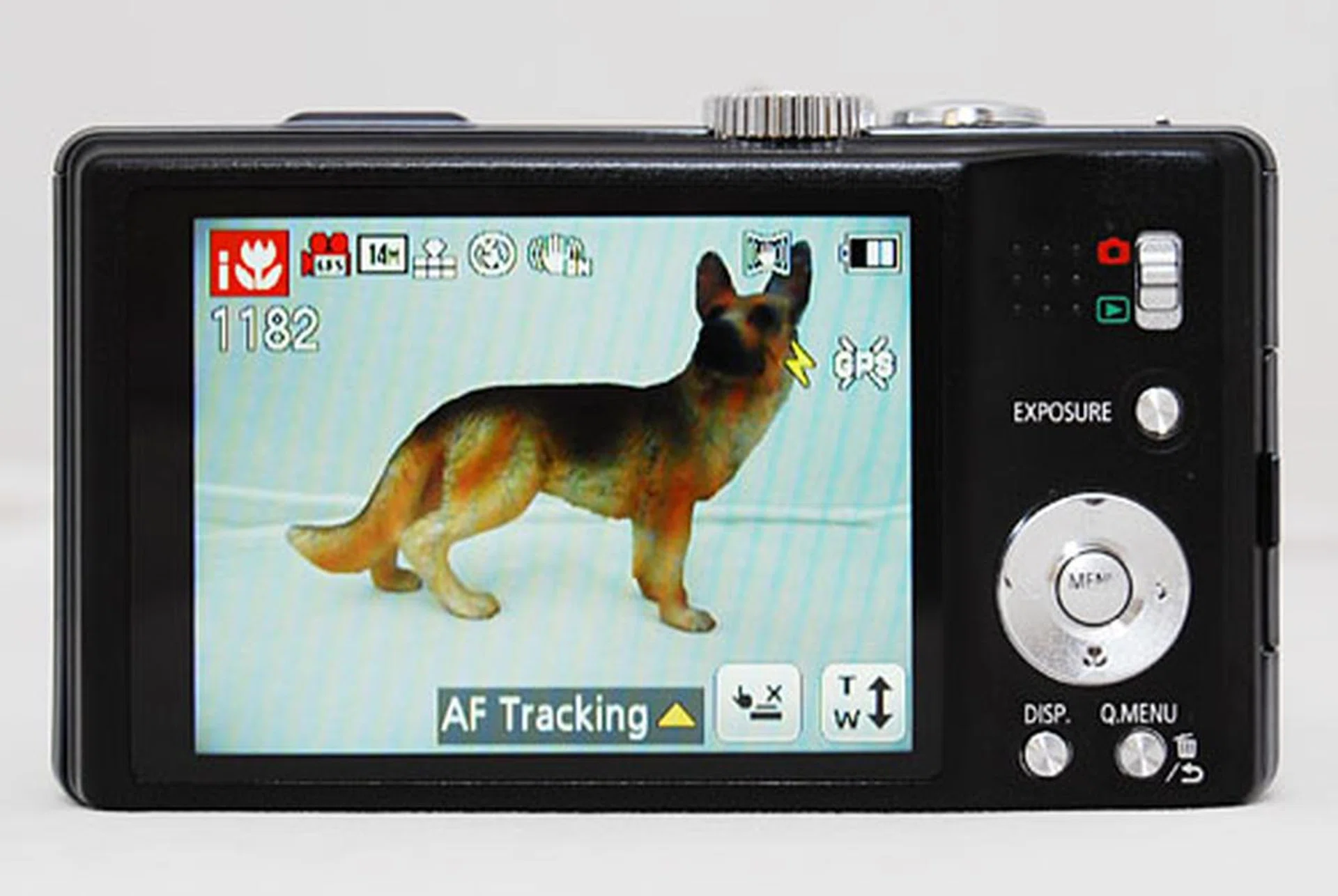 The TZ20 features touch controls, like touch to focus and shoot. Just tap the icon with the shutter release button (currently with an 'X' labeled) and activate the function.