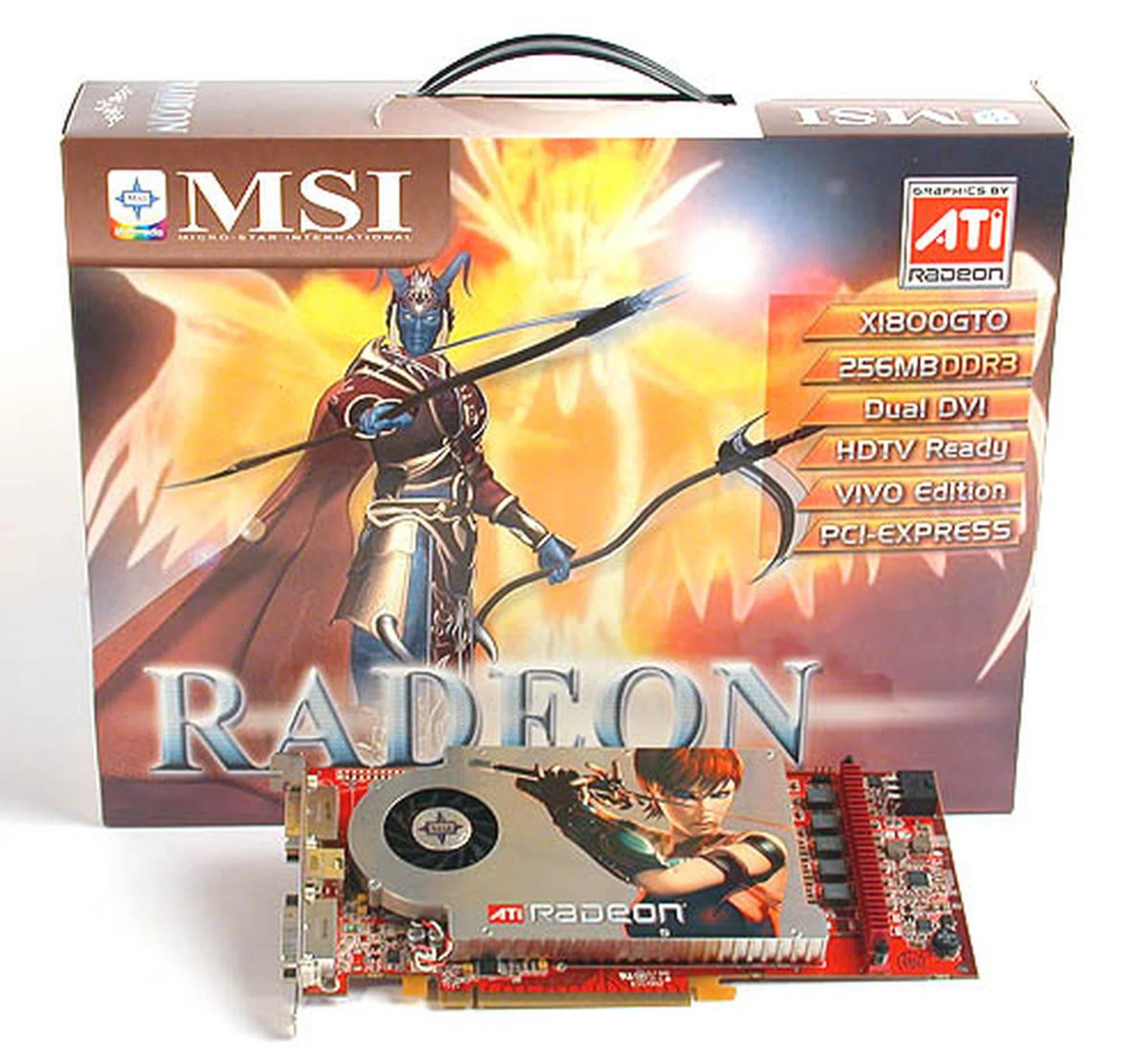 What's the relation between graphics cards and fantastical creatures? The package of MSI's Radeon X1800 GTO features just such an apparition.