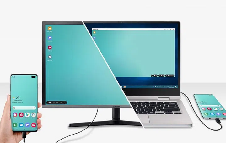 Control your S10 with your computer's keyboard and mouse with DeX.