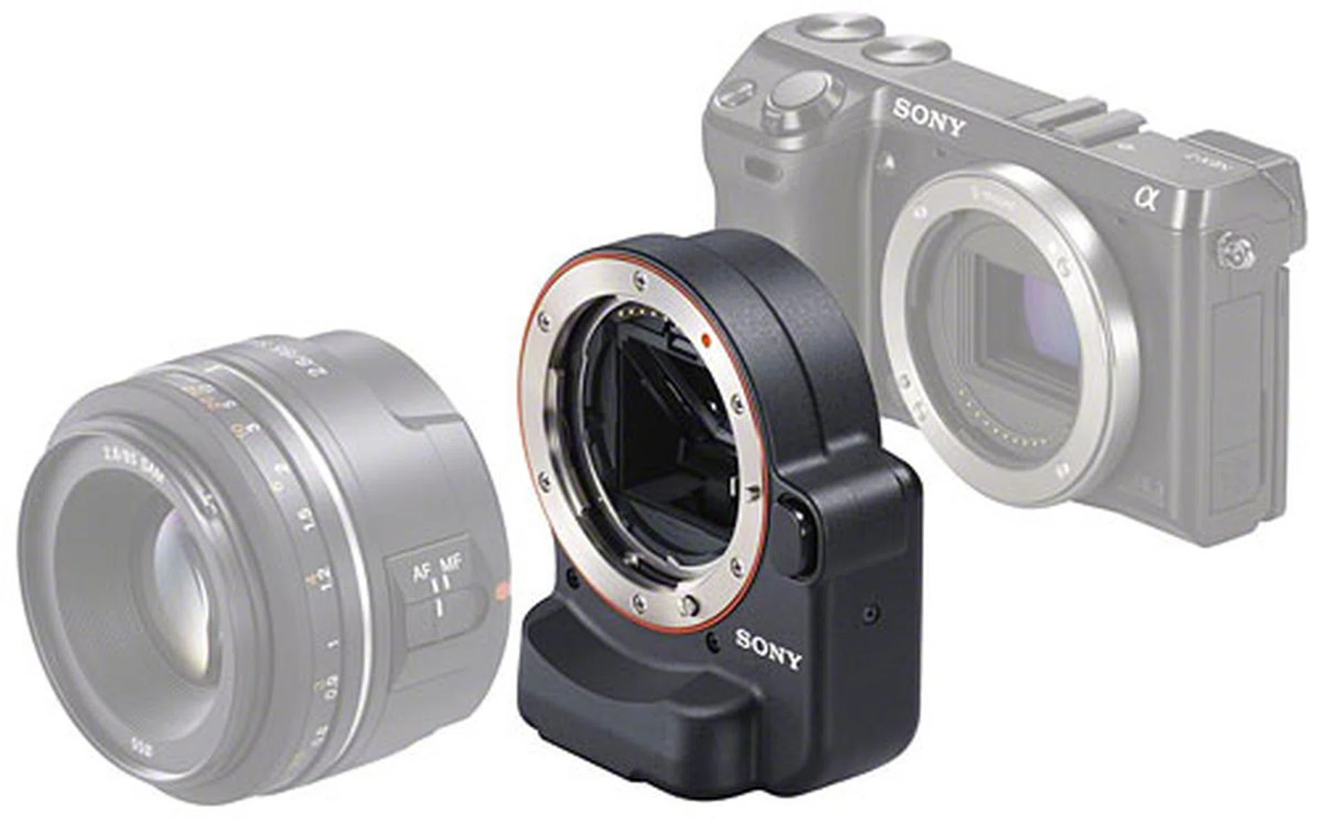 The LA-EA2 adapter allows you to mount an A-mount lens onto an E-mount camera, such as the NEX-7.