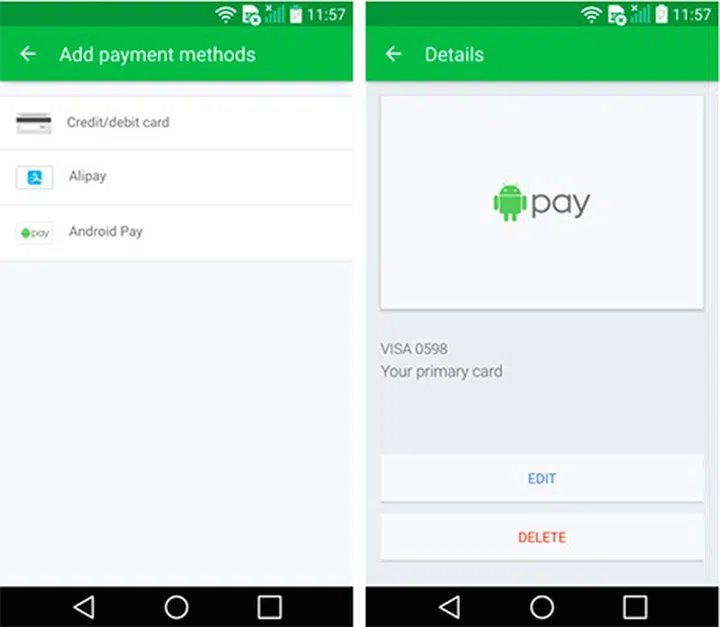 After you've downloaded and set up the Android Pay app, simply head to your Grab app to add it as a payment option.