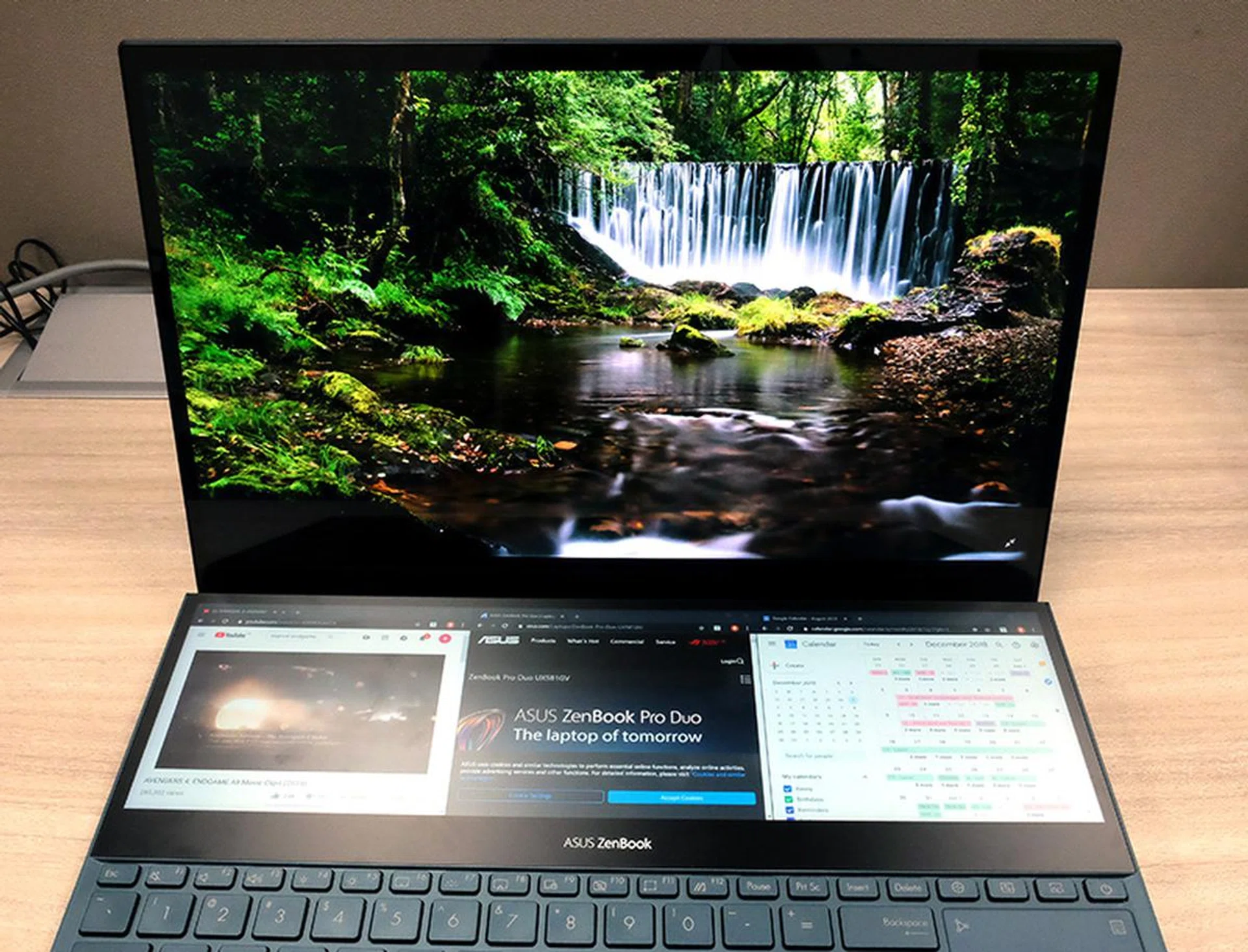 This picture should give you a rough idea of what I'm seeing. The ScreenPad Plus is right on the edge of my field of vision and is helpful enough without being entirely distracting.