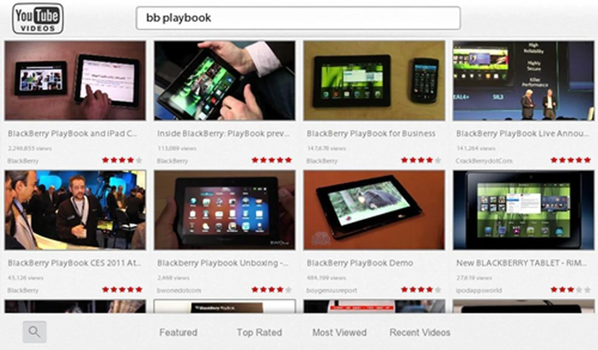 Although the YouTube app in the PlayBook is not as fanciful as the one found in Honeycomb tablets, we like the fact that the interface is simple and easy to use.