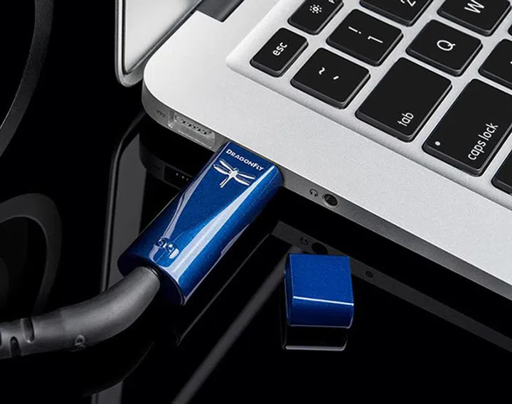 The DragonFly Cobalt still connects via USB-A. (Image source: AudioQuest)