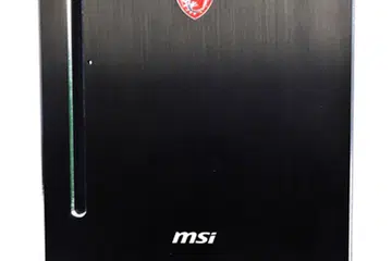 The MSI Nightblade is a mini-ITX barebone system that features the company's Z87I Gaming AC motherboard. It also includes a SilverStone 80 Gold Plus 600W ATX PSU, and a slot-loading DVD drive. There are intake vents at the bottom of the chassis, near the system stand/carrying handle.