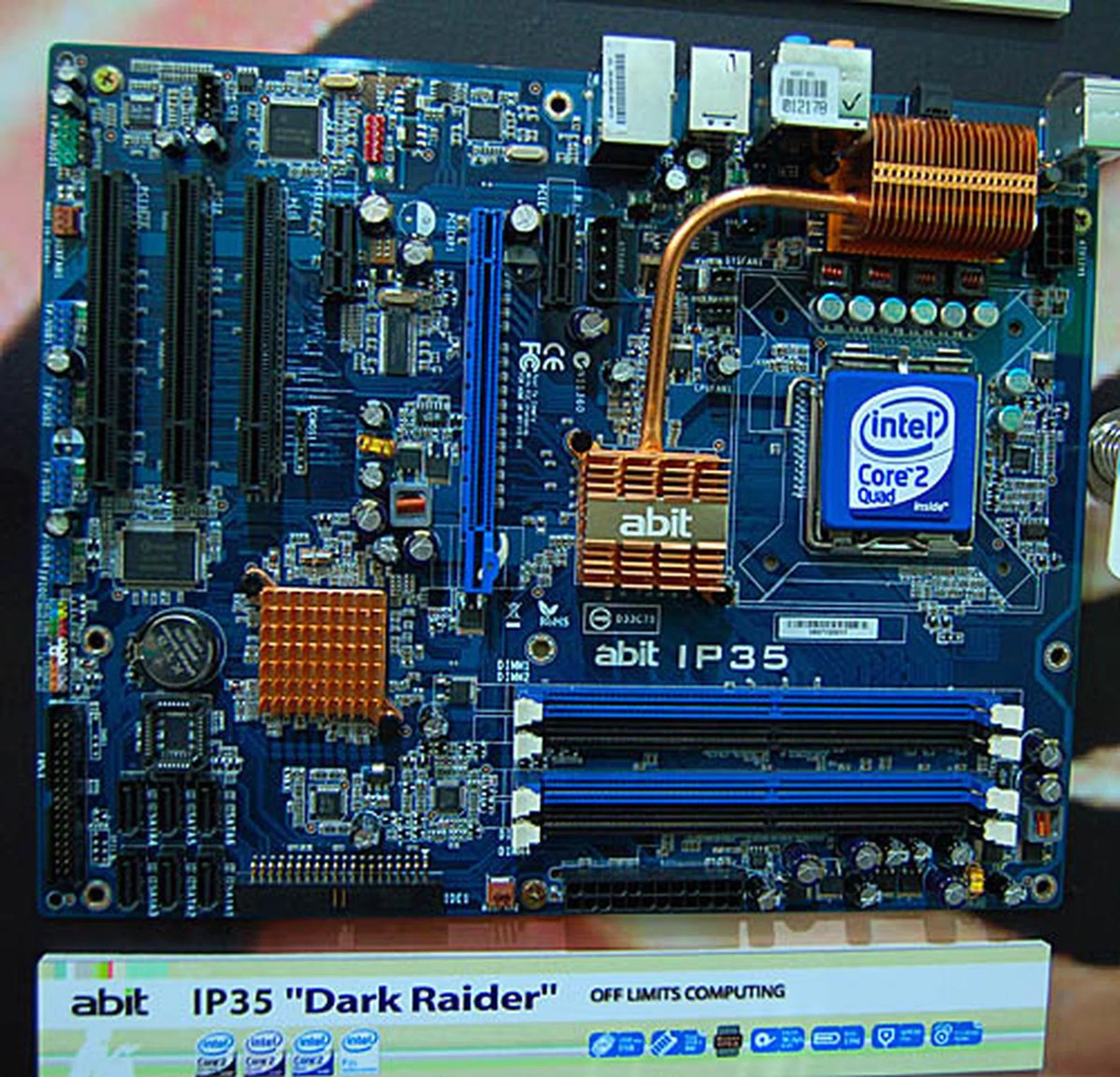  The P35 motherboards are entering the marketplace and abit's Dark Raider dubbed motherboard comes with the company's custom Silent OTES technology, the copper heatsink contraption on the board. It has 4 DIMMs capable of DDR2 800 support and has a FSB of up to 1333MHz.  