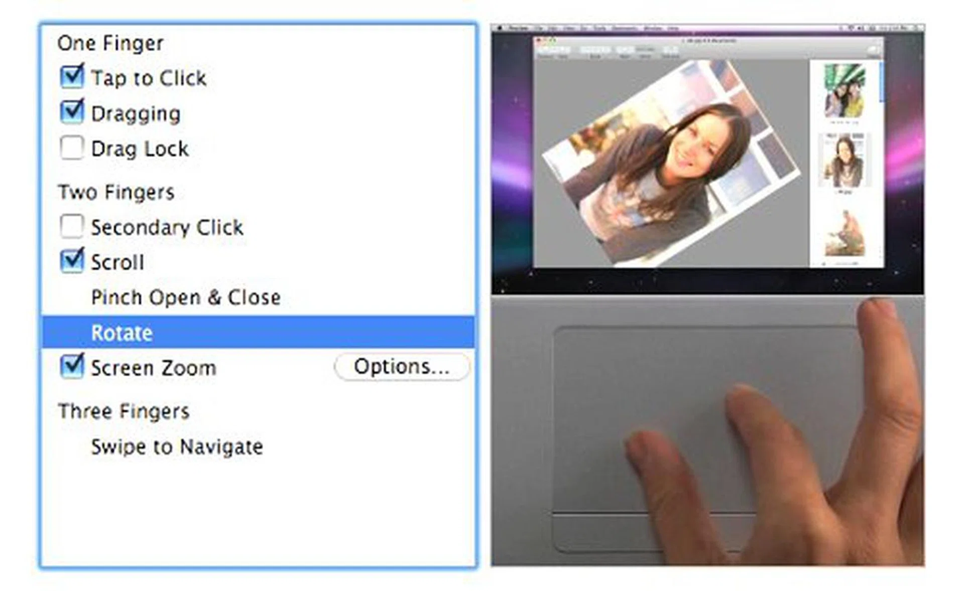 Multi-touch functions can be enabled or disabled at the user's discretion.
