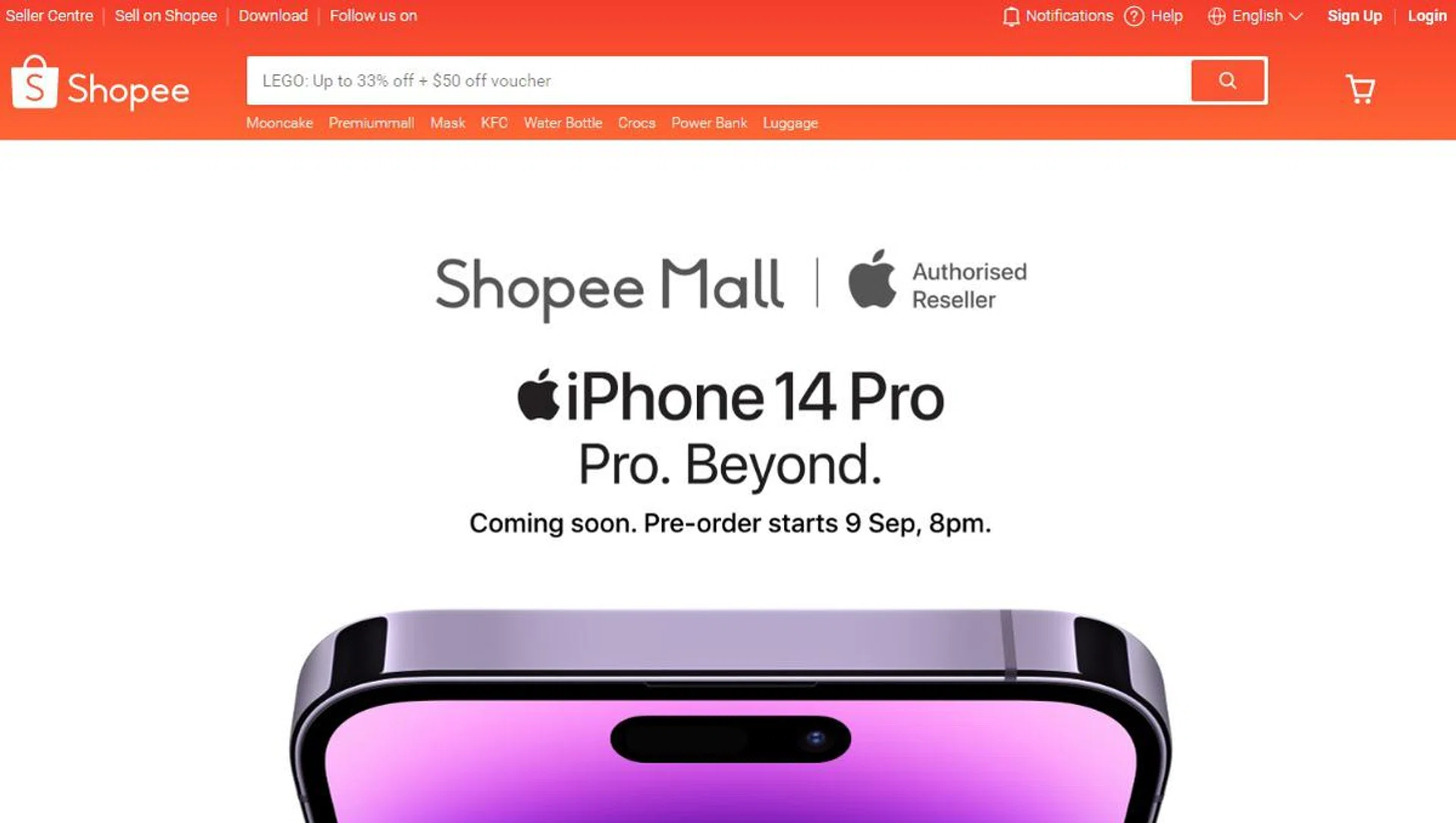 Apple iPhone 14 series on Shopee.