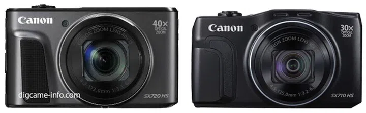 Front view of the PowerShot SX720 HS (left) and the rumored PowerShot SX710 HS(right)