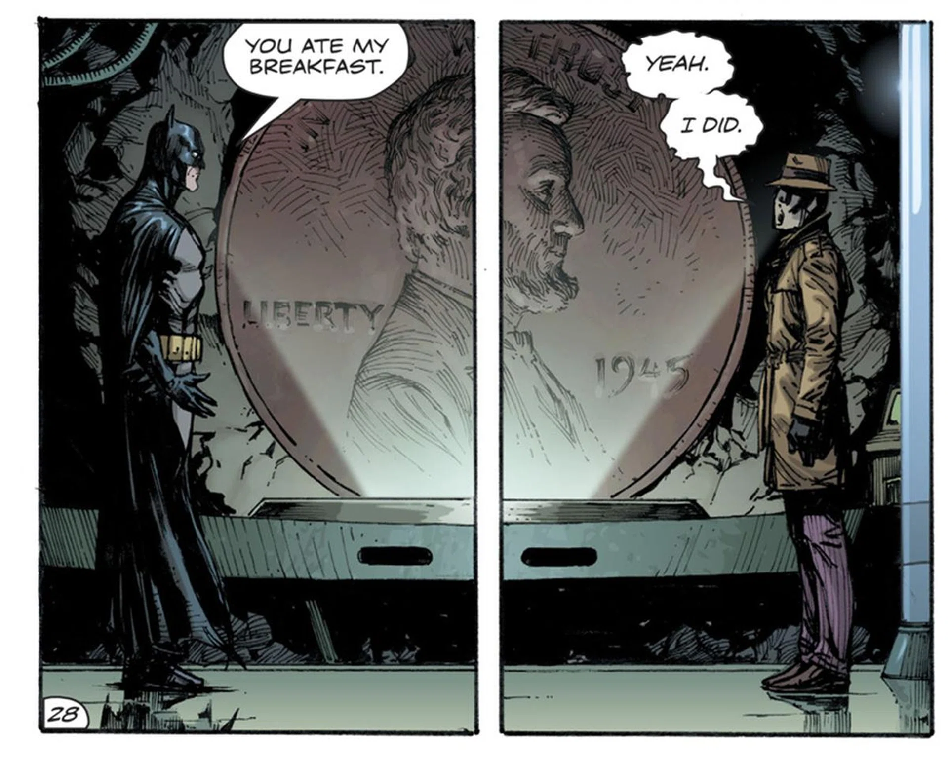No, Batman doesn't appear in this show - but you should check out DC Comic's Doomsday Clock series, in which DC and Watchmen characters are thrown together for a huge event. It's really good. 