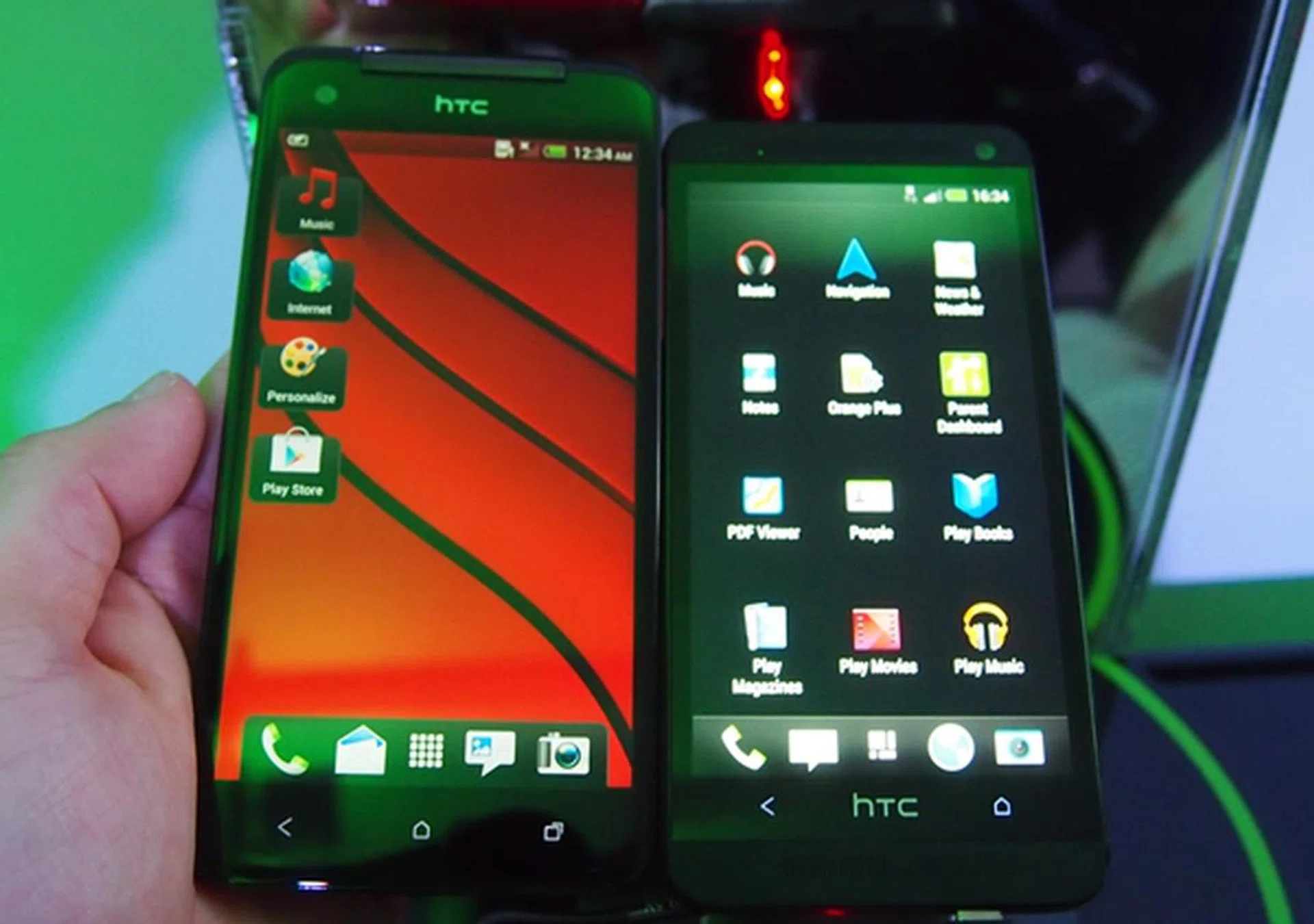 The HTC Butterfly (left) vs. the HTC One (right).